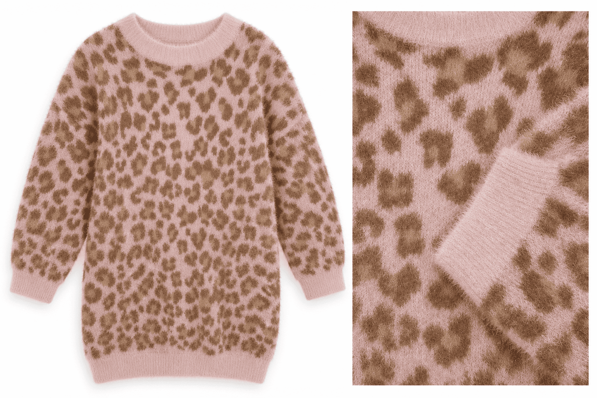 Vestido manga larga con estampado de leopardo