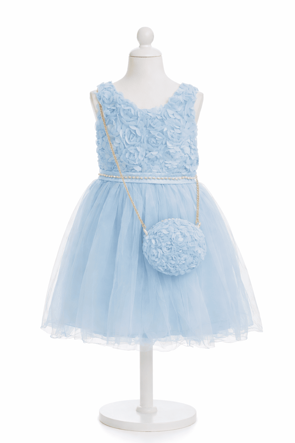 Vestido corto de ceremonia con bolso