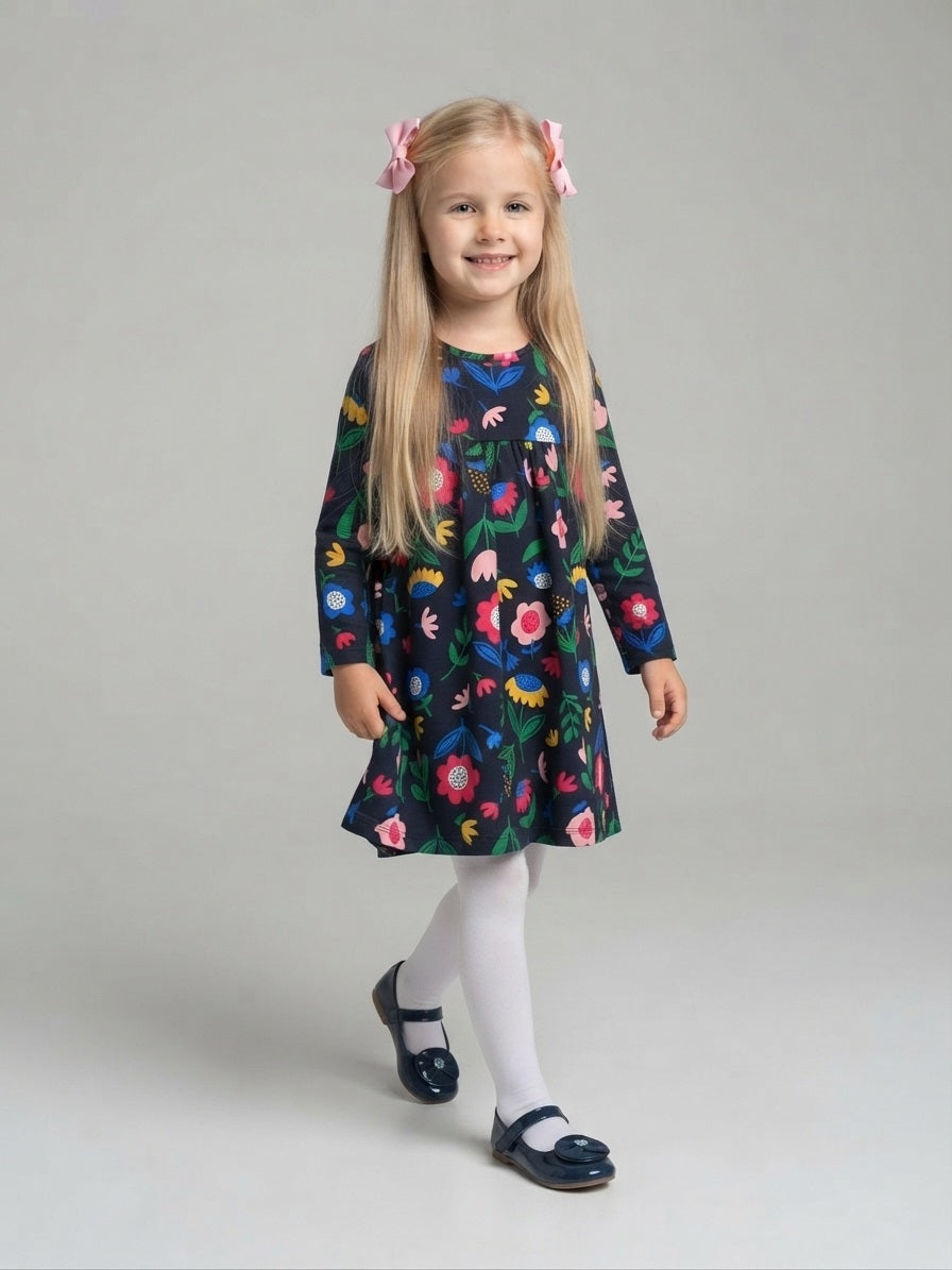 Vestido casual manga larga con estampado