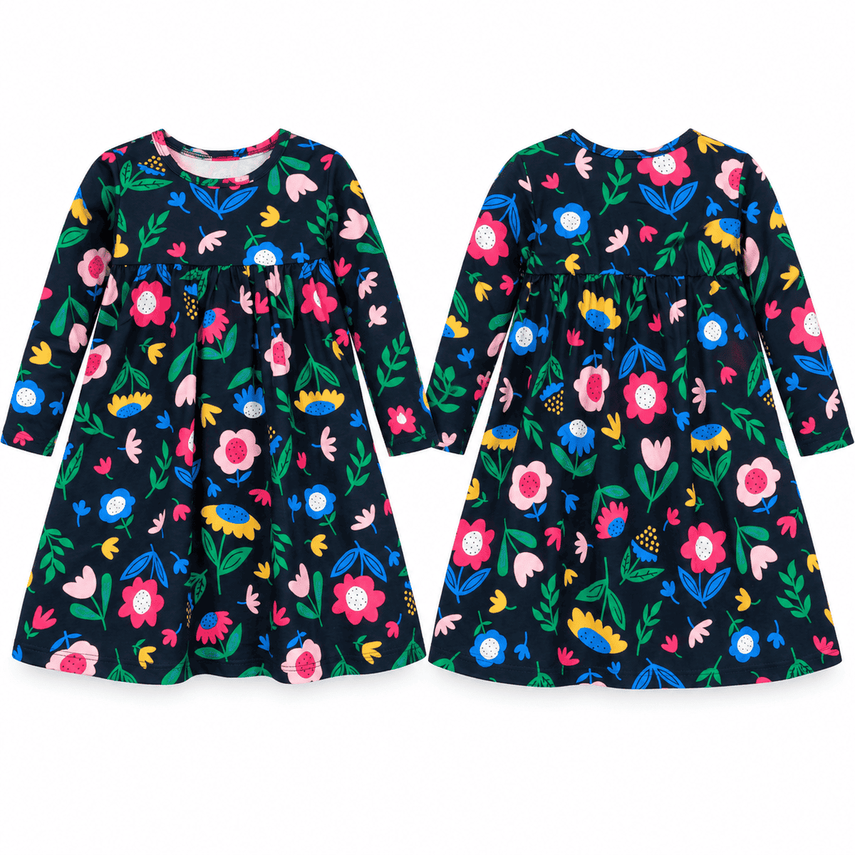 Vestido casual manga larga con estampado
