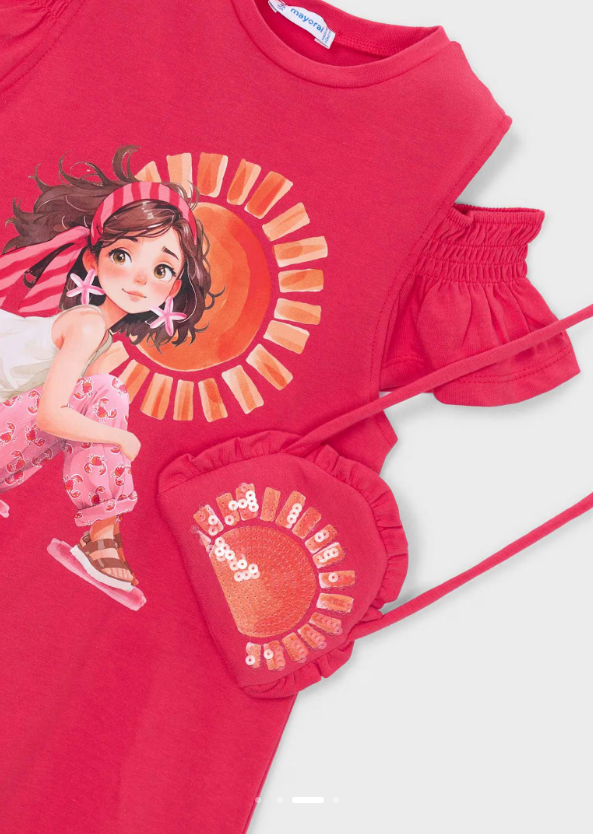 Vestido manga corta con bolso