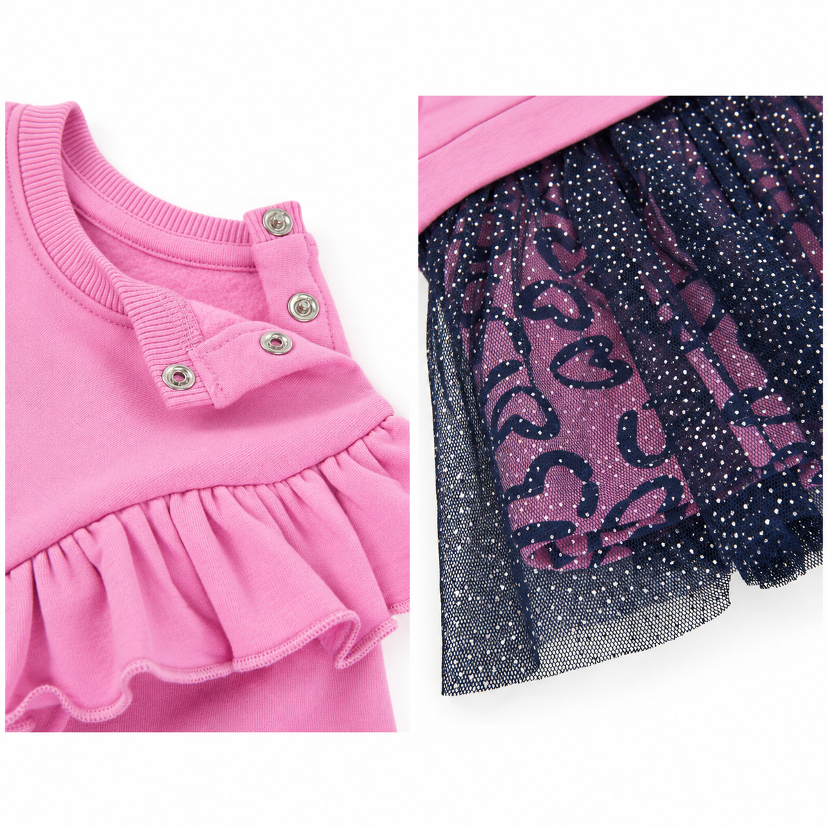 Vestido de niña de felpa con volantes y dibujo divertido