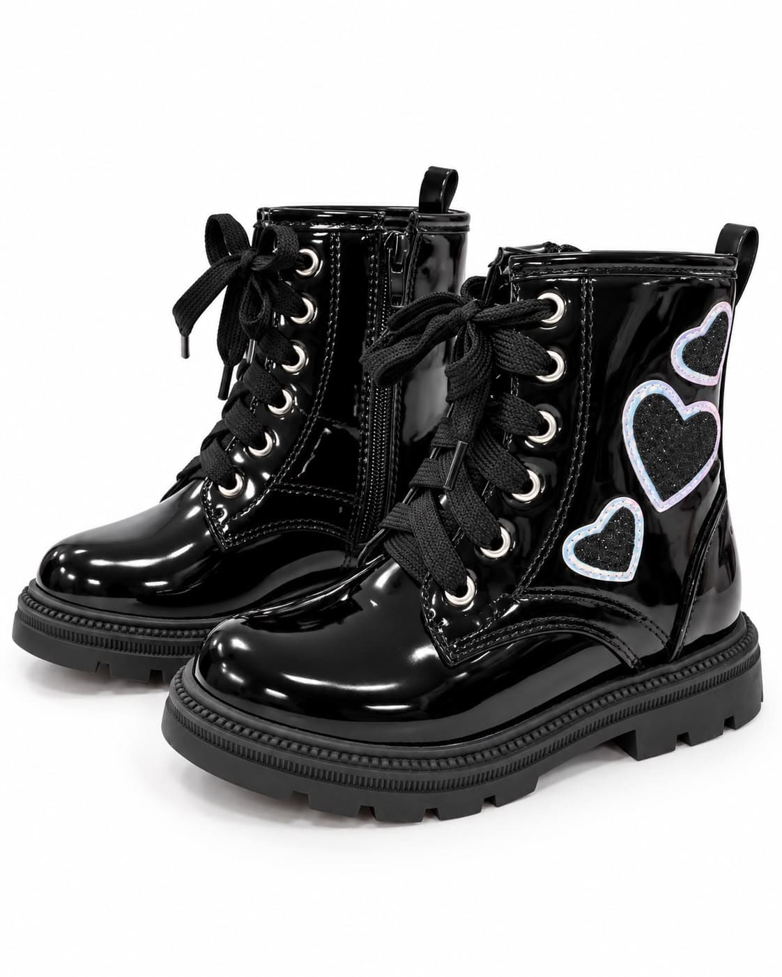 Bota de charol de corazones