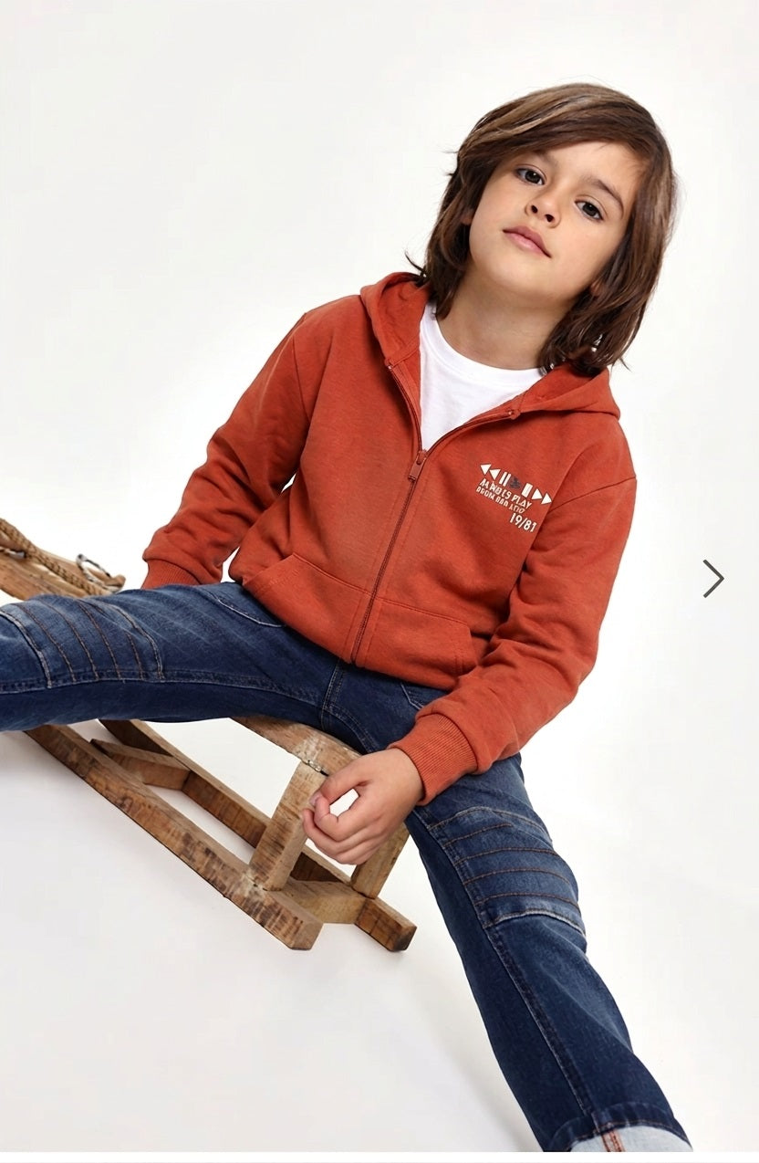 Sudadera de niño con capucha y cremallera