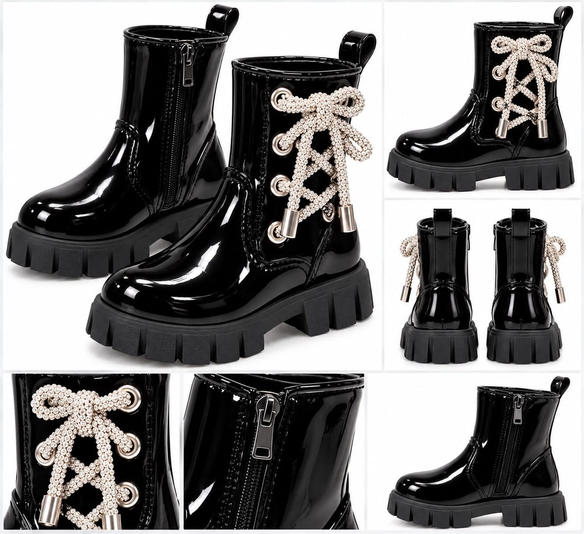 Botas de charol trenzado brillante