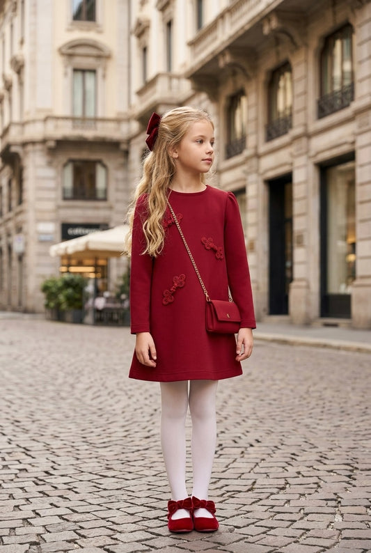 Vestido manga larga con bolso