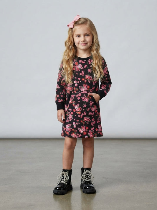 Vestido casual manga larga con bolsillos