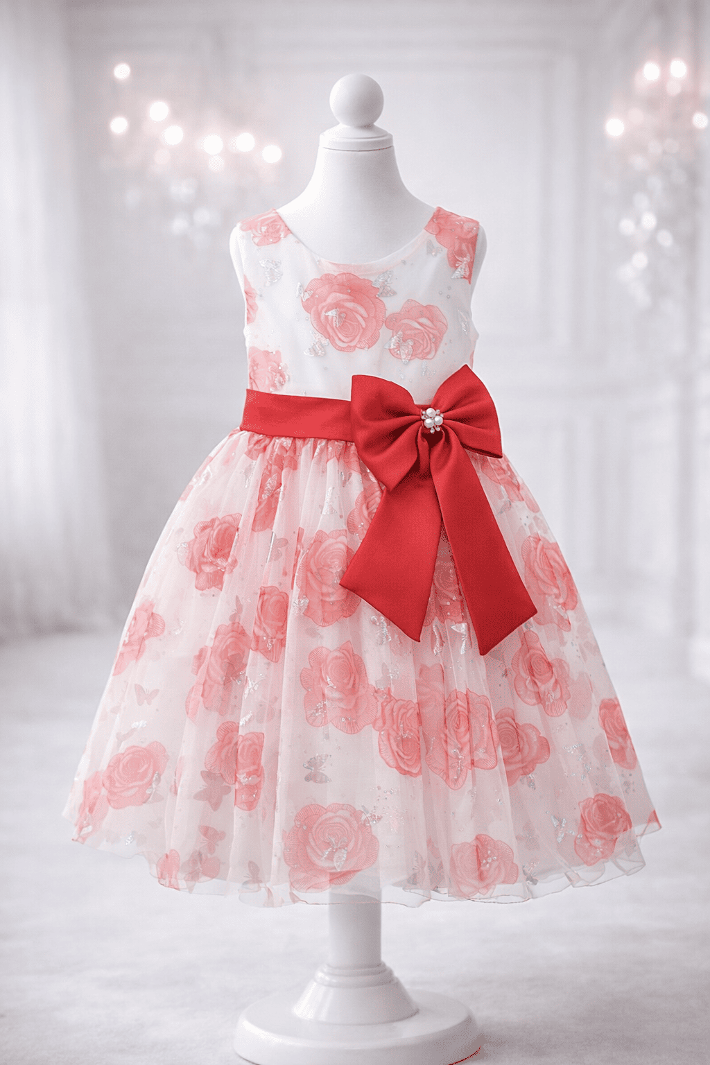 Vestido de ceremonia sin manga 4-14 Años