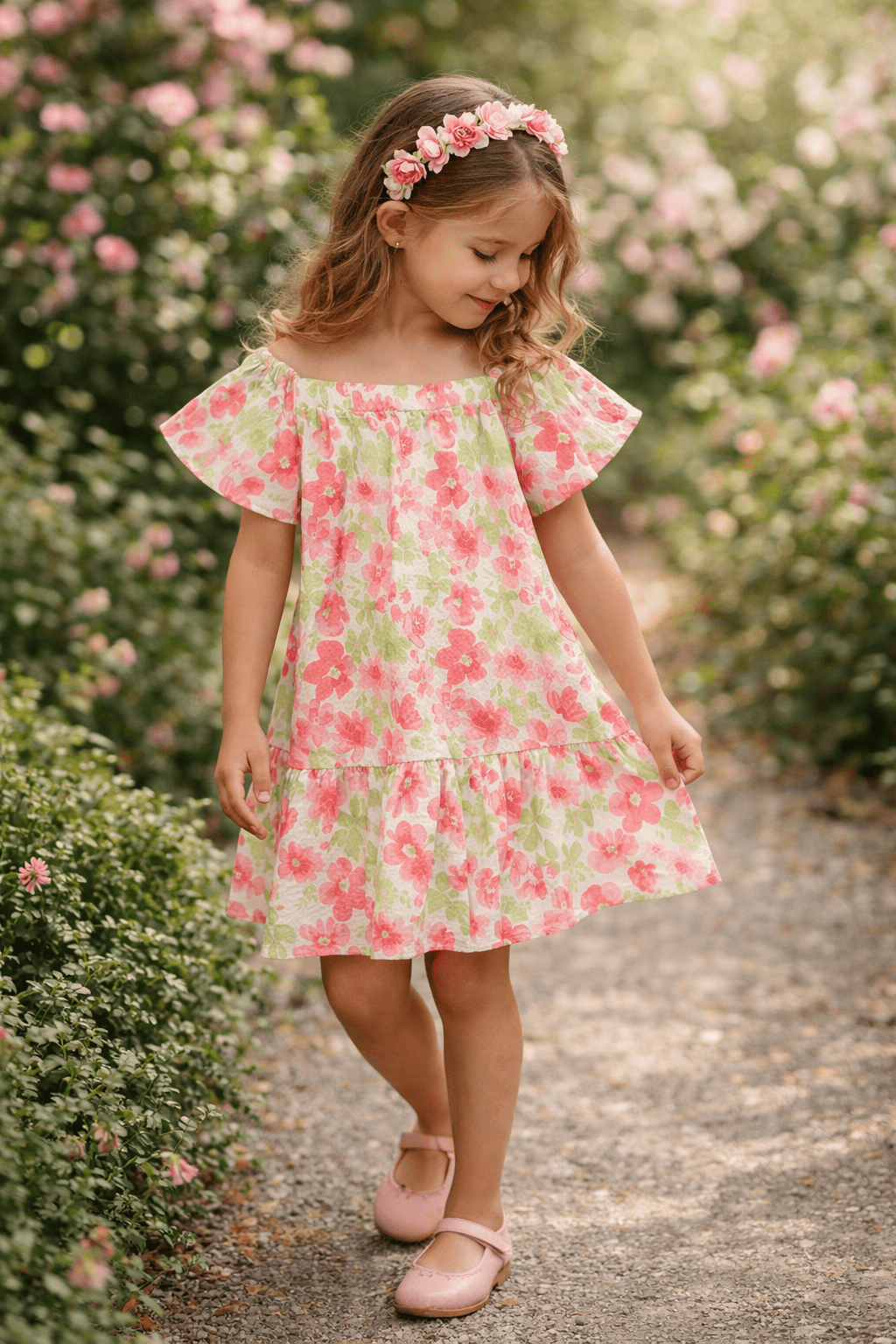 Vestido casual de flores 3-6 Años
