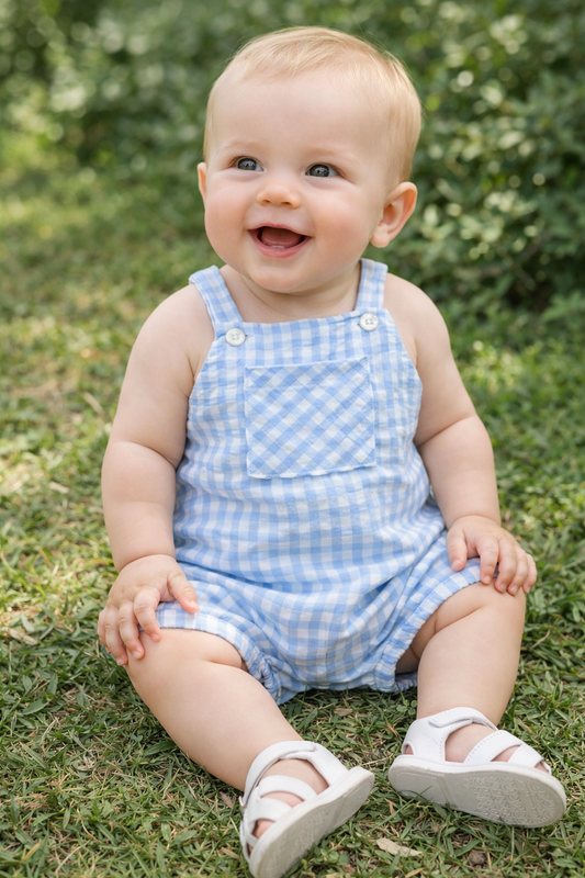 Pelele tipo ranita vichy azul