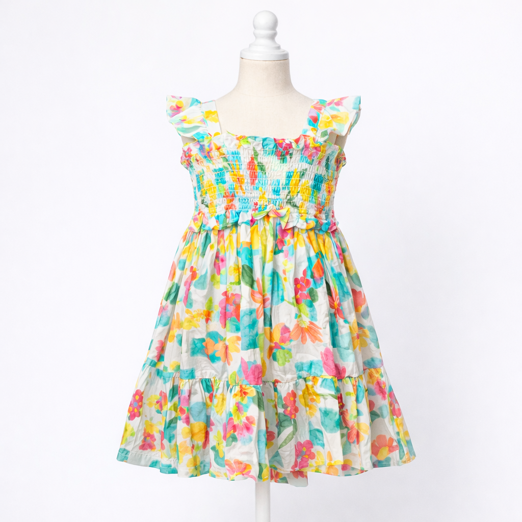 Vestido de flores con diadema 6-9 Años