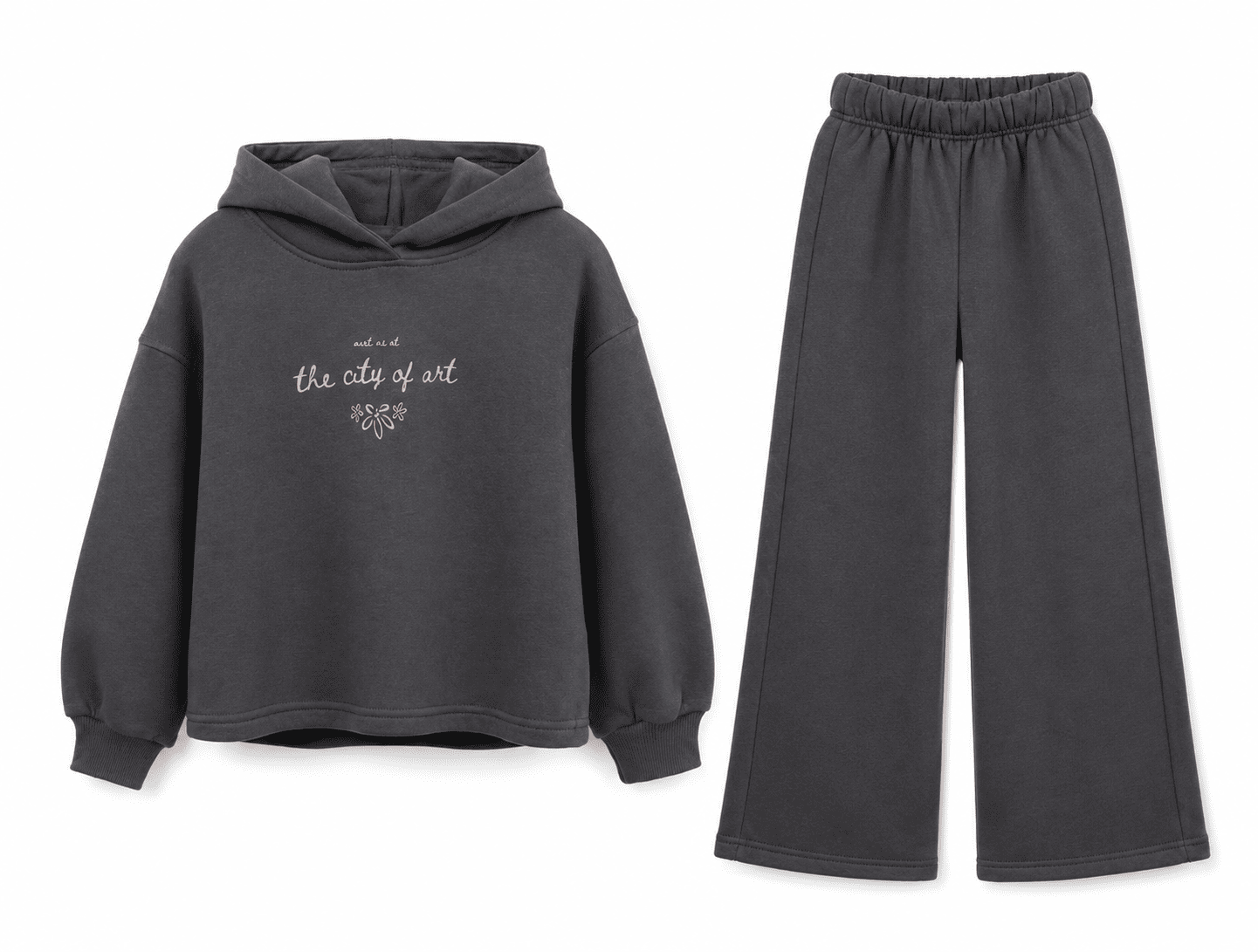 Conjunto para niña de sudadera con pantalón de felpa