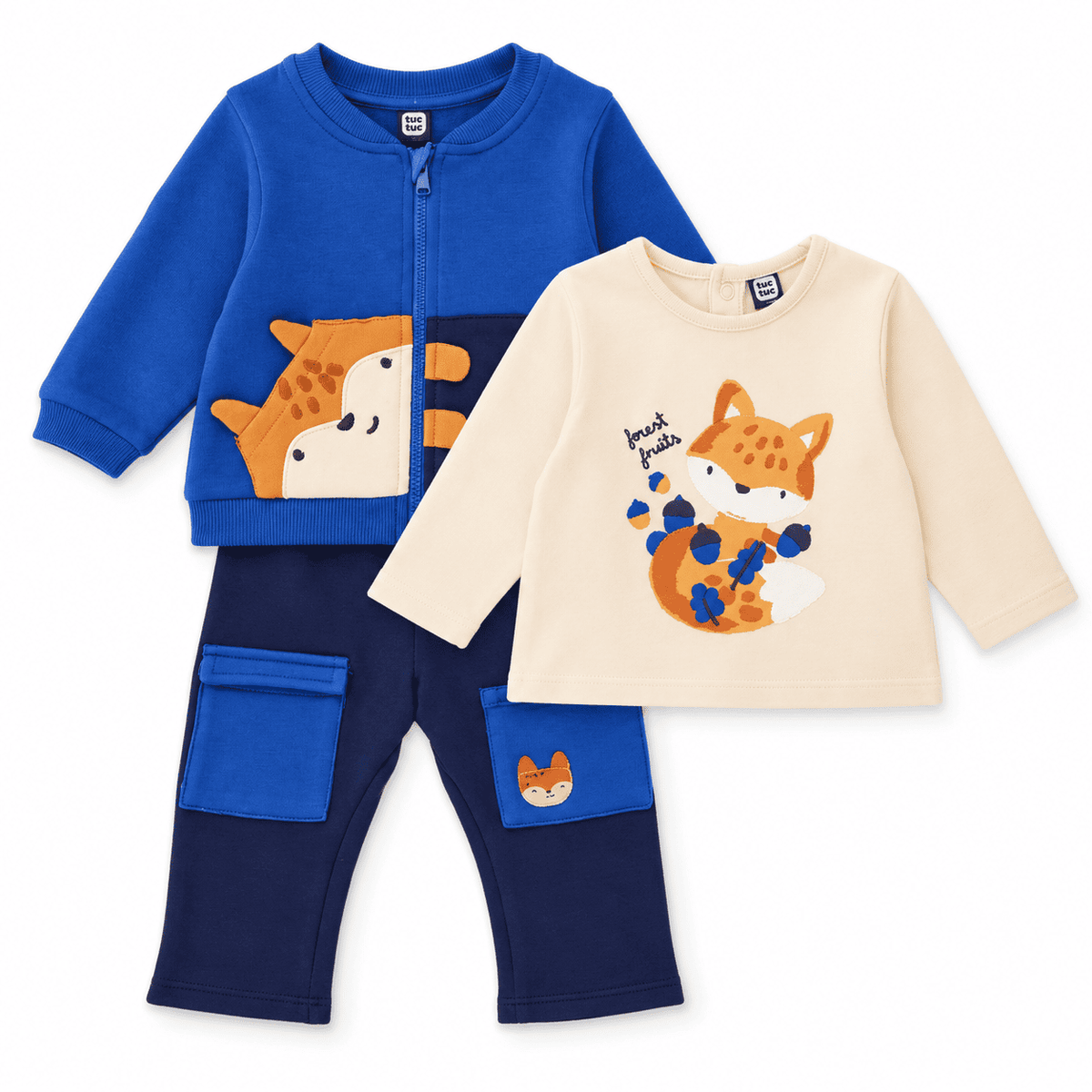 Conjunto de felpa de bebé con sudadera de cremallera
