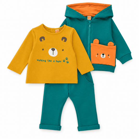 Conjunto de felpa de bebé con sudadera con capucha