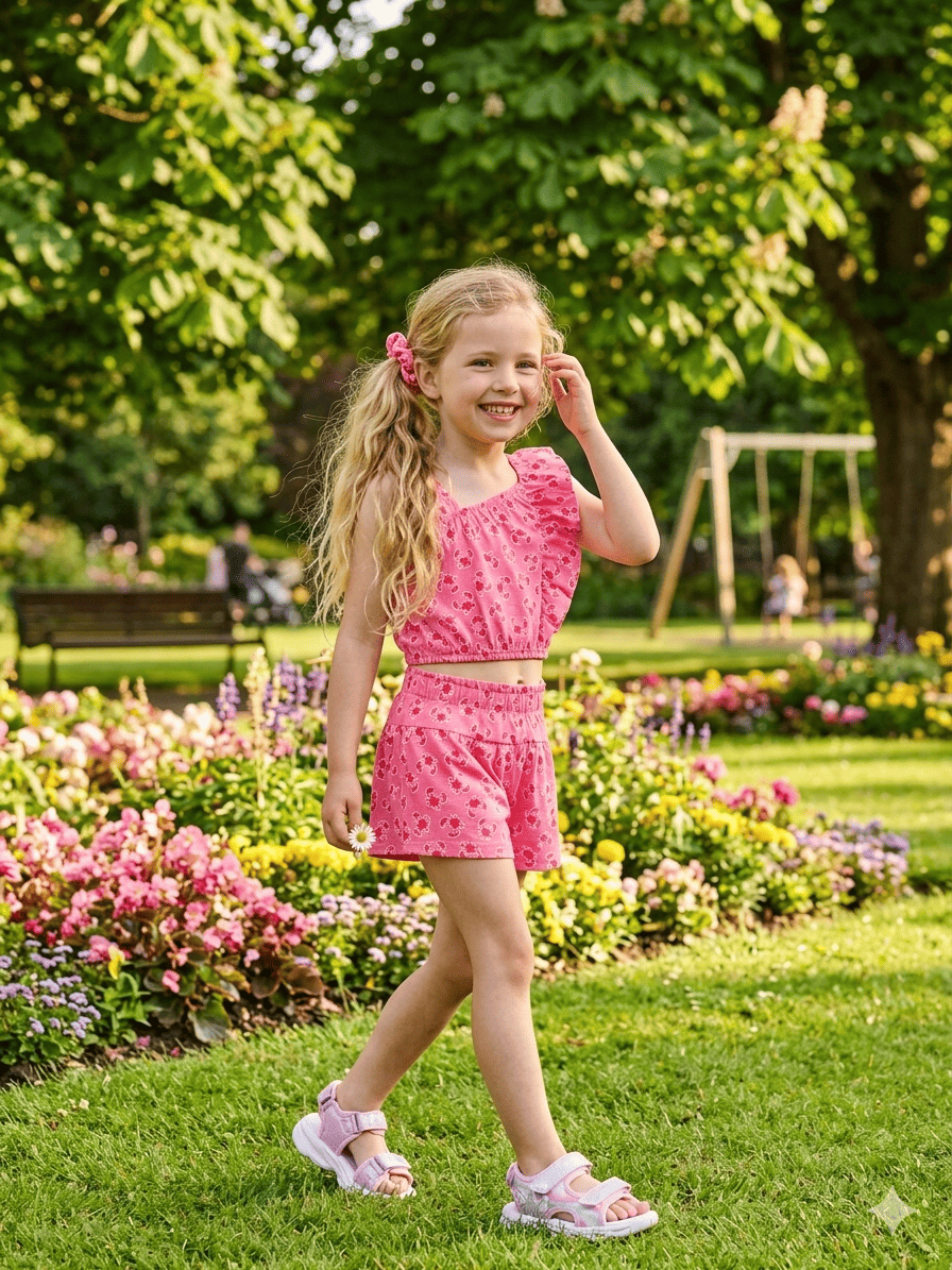 Conjunto camiseta con short y coletero 6-10 Años
