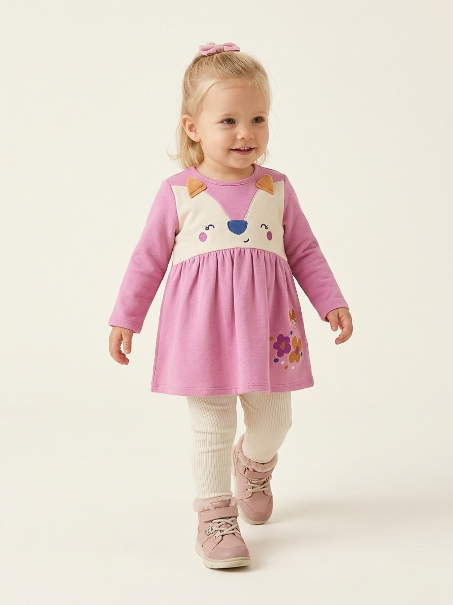 Vestido de felpa de bebé con estampado de animales