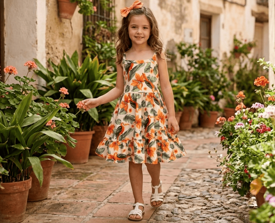 Vestido casual de algodón 4- 10 Años