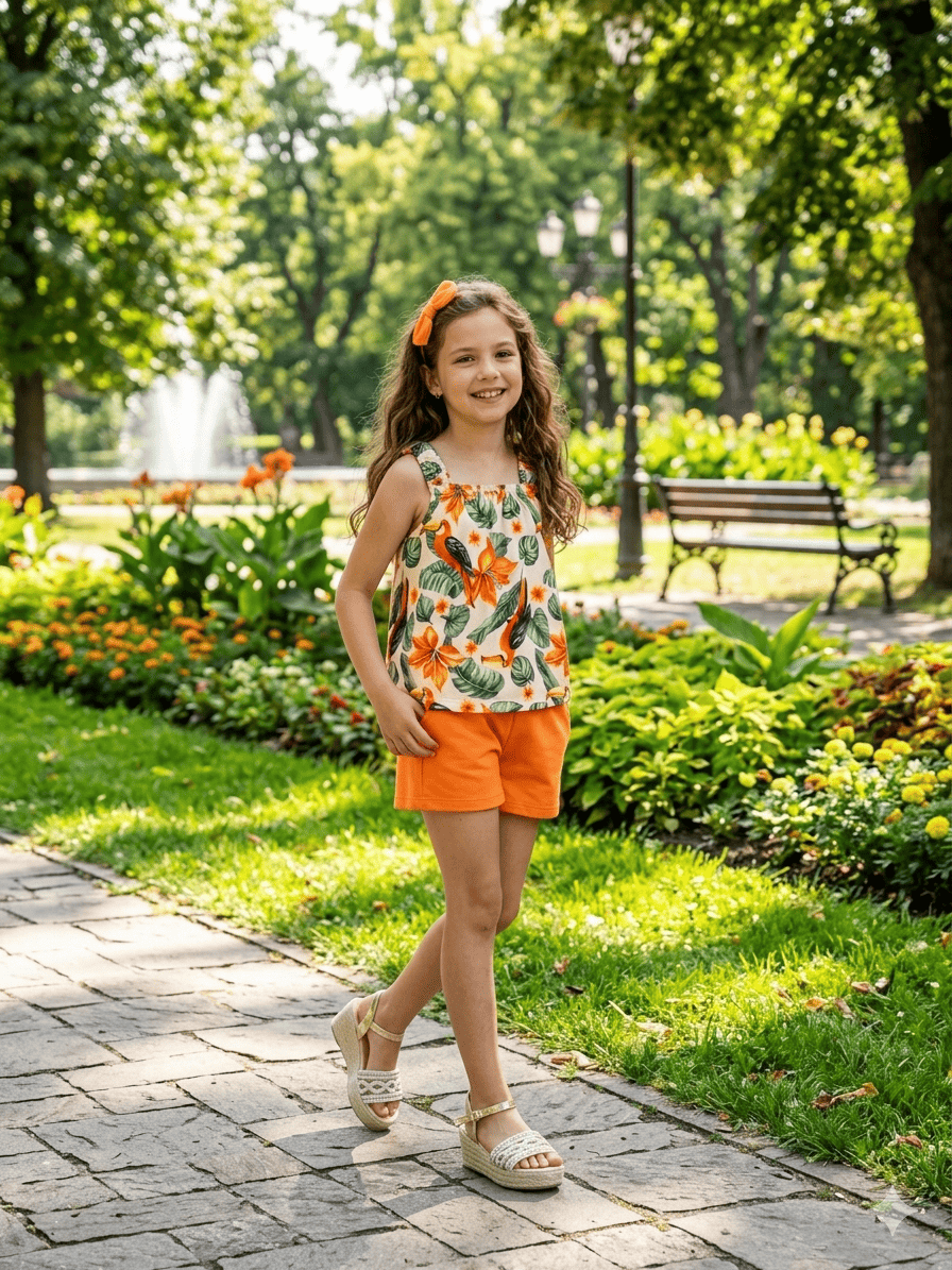Conjunto blusa con short 6-14 Años