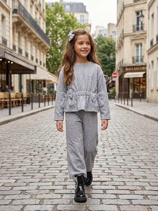 Conjunto pantalón y jersey lazos niña