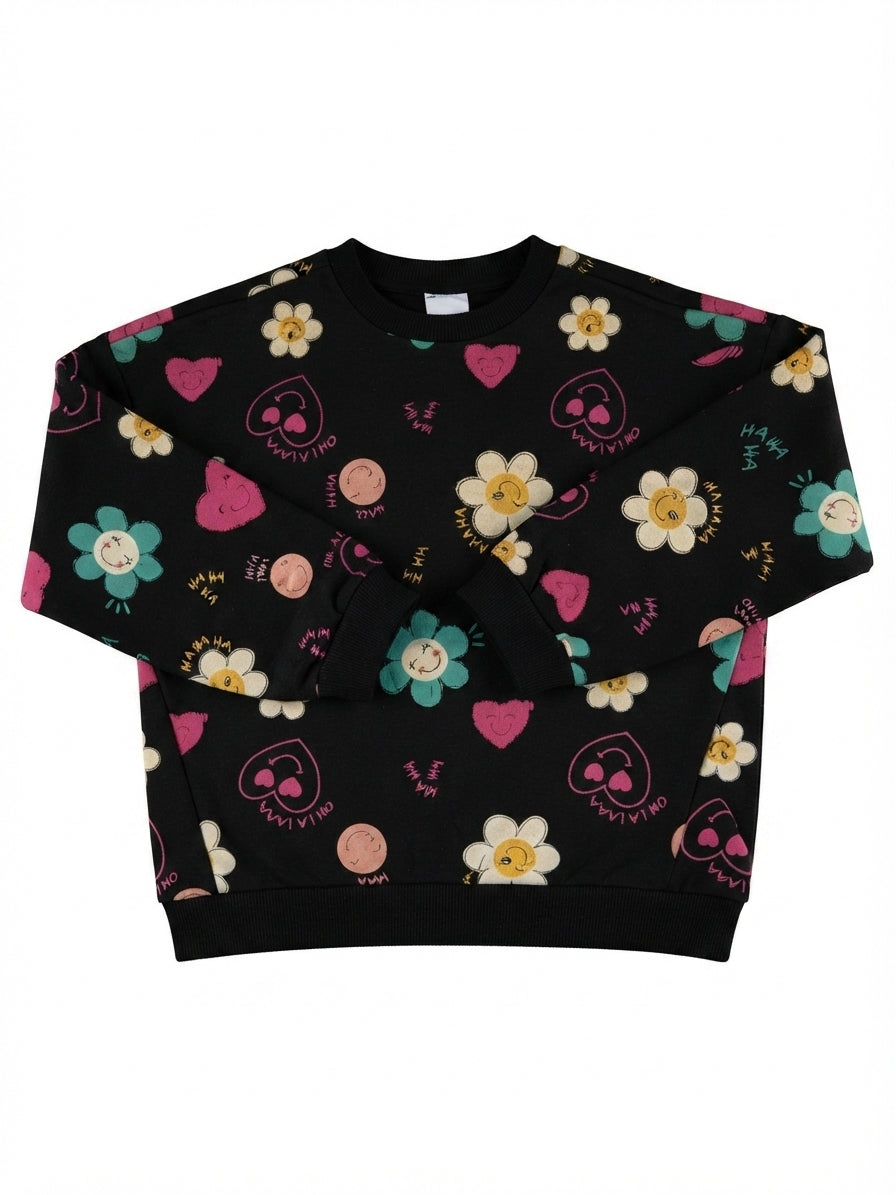 Sudadera de niña estampado de flores