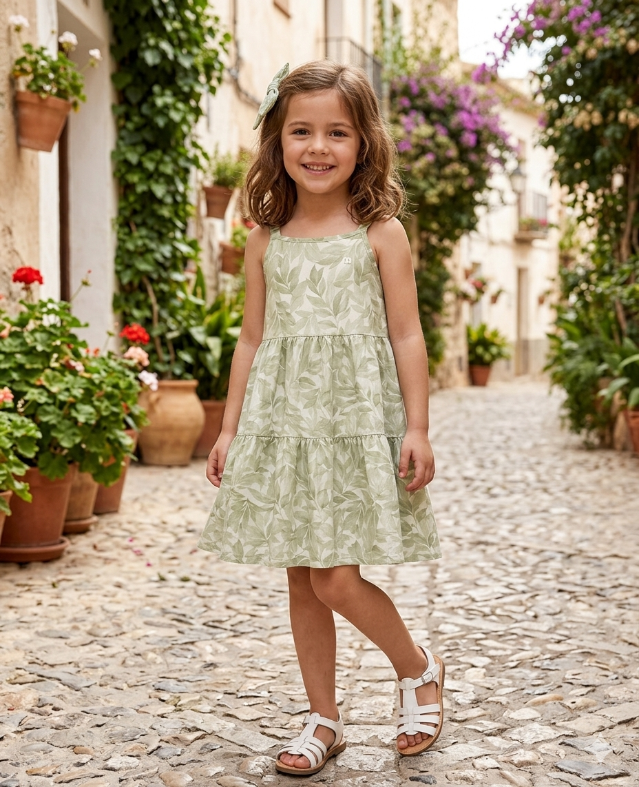 Vestido casual de algodón 4-8Años