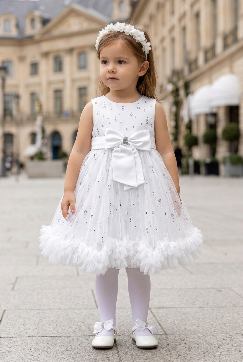 Vestido de ceremonia color blanco con brillante