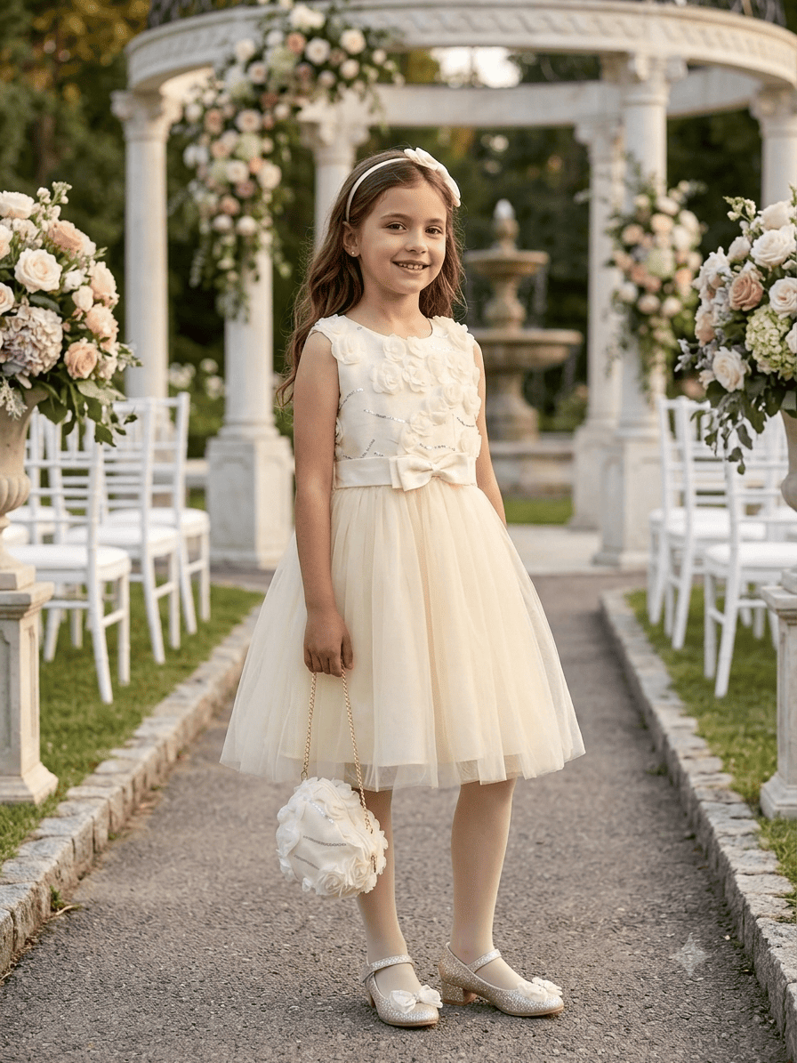 Vestido corto de ceremonia con bolso 4-14Años