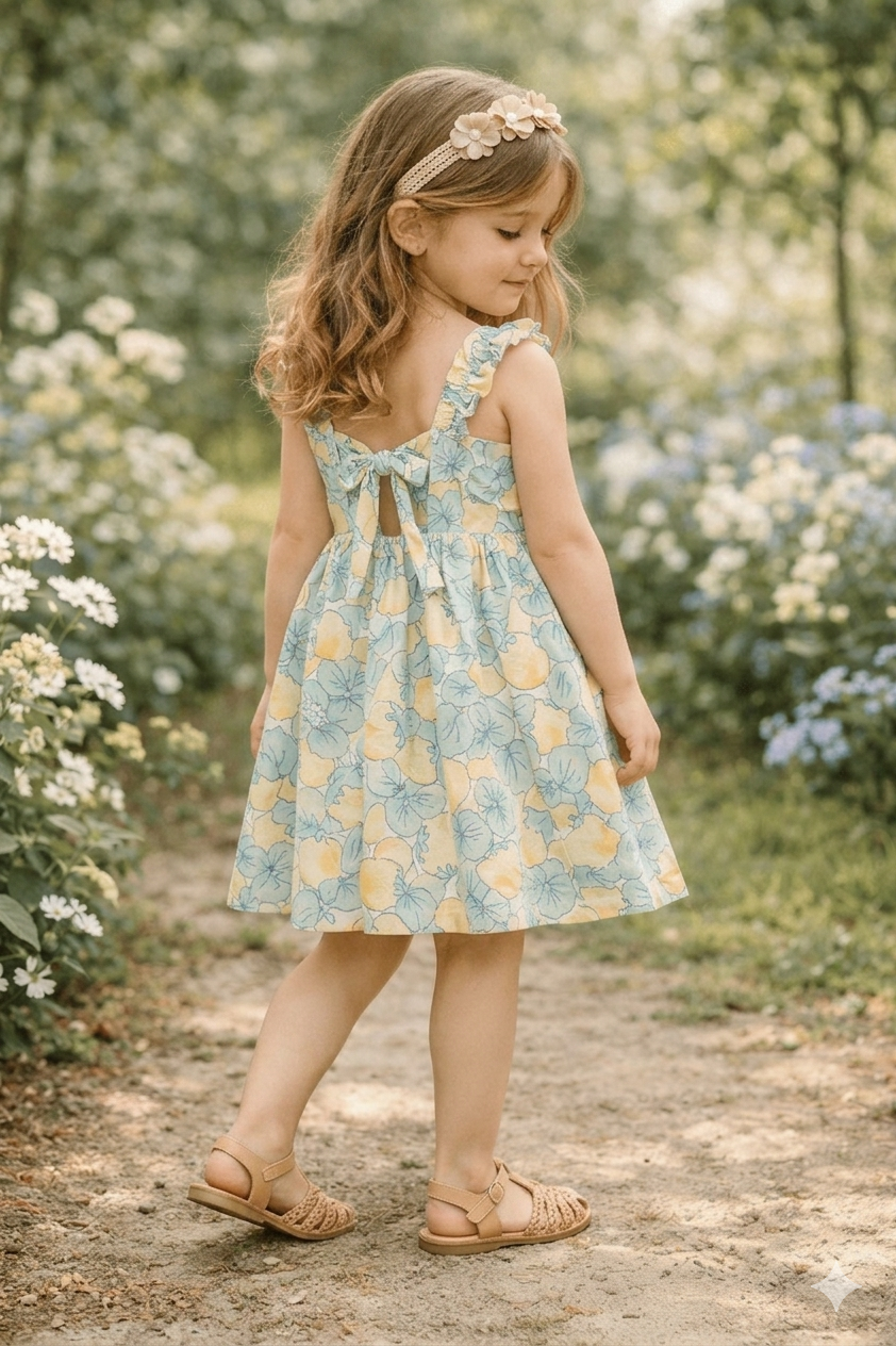 Vestido casual de flores 3-9 Años