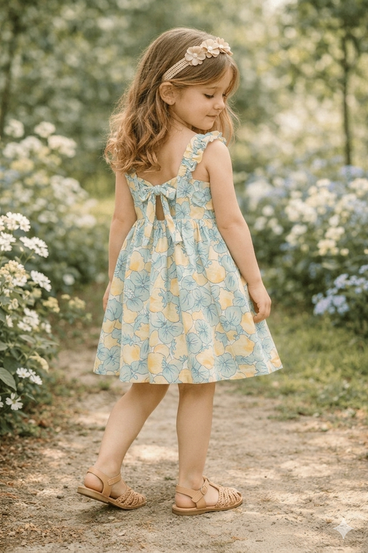 Vestido casual de flores 3-9 Años