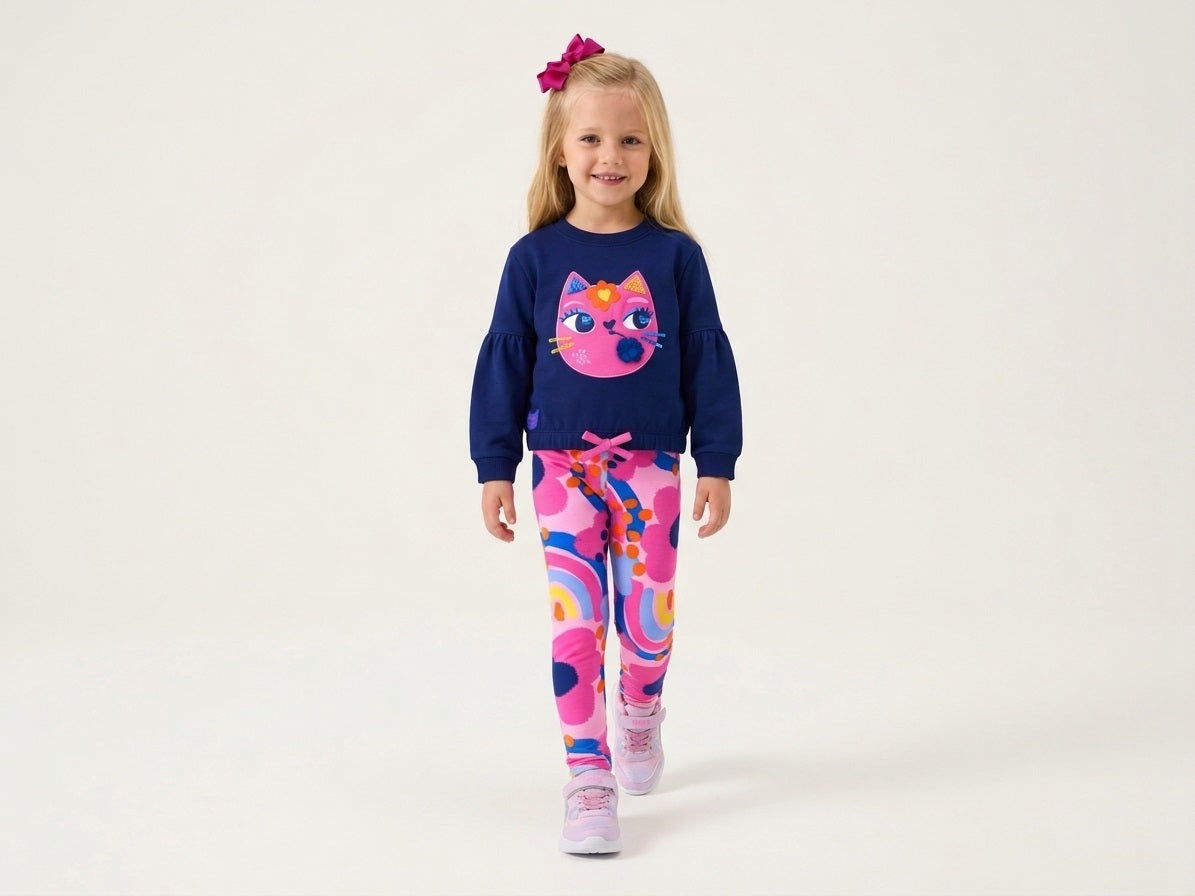 Conjunto de niña de felpa con sudadera y leggins