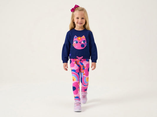 Conjunto de niña de felpa con sudadera y leggins