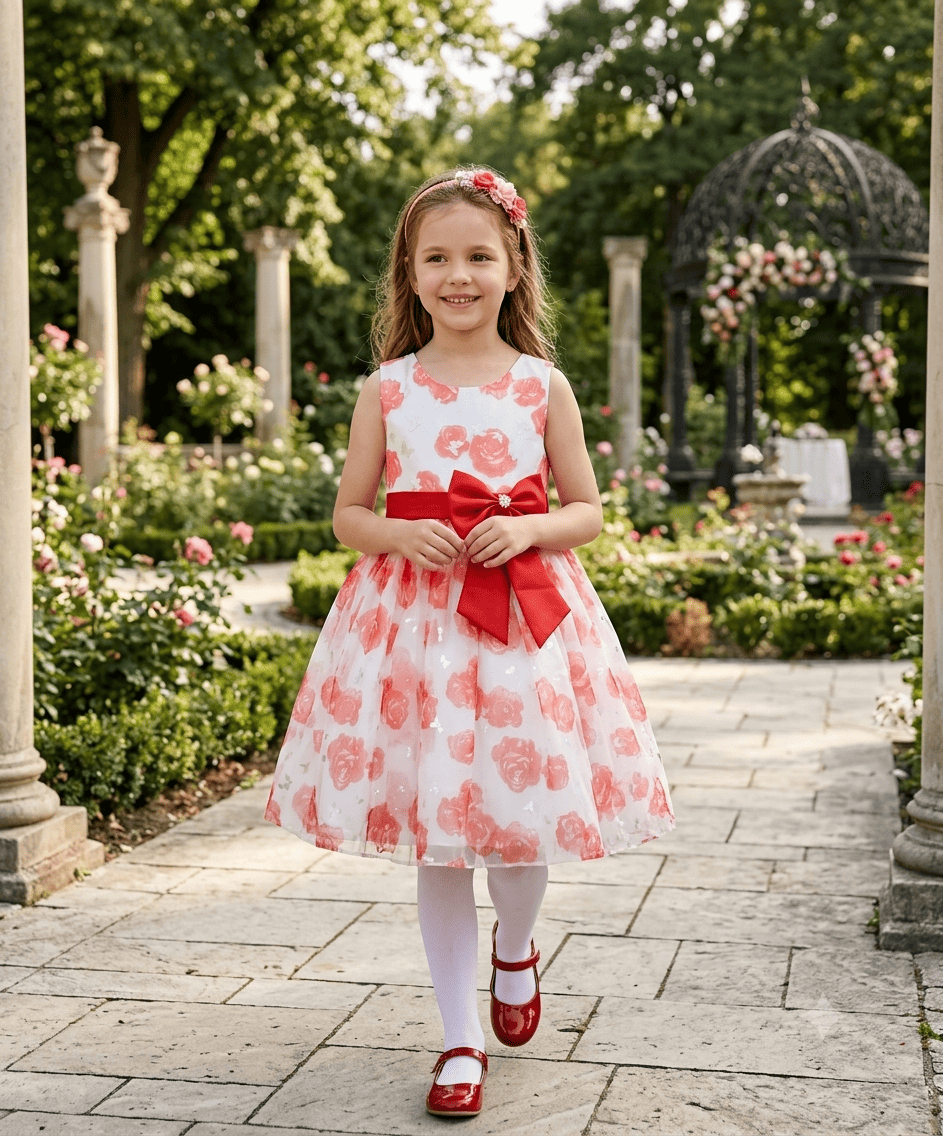 Vestido de ceremonia sin manga 4-14 Años