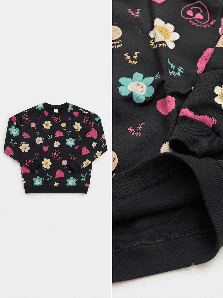 Sudadera de niña estampado de flores