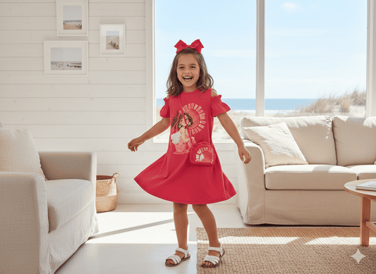 Vestido manga corta con bolso