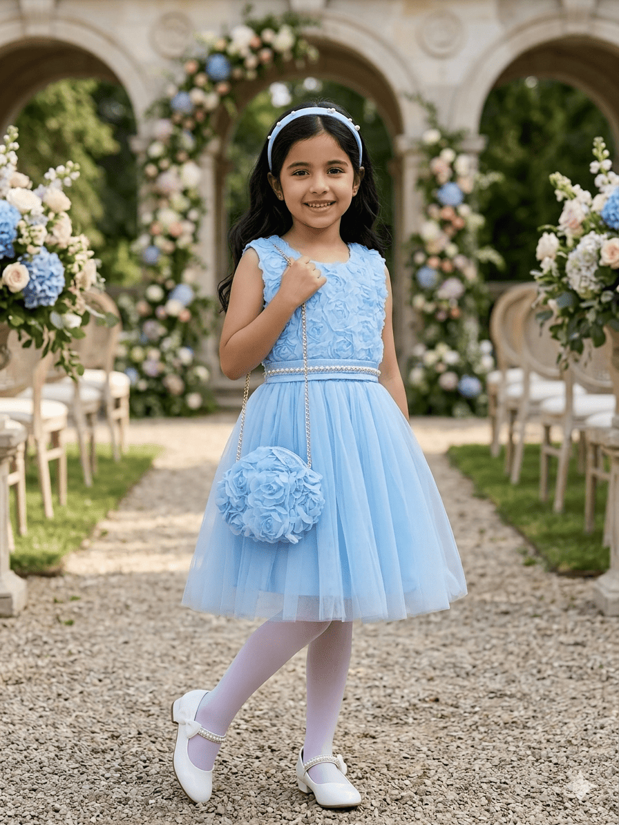 Vestido corto de ceremonia con bolso 2-12 Años