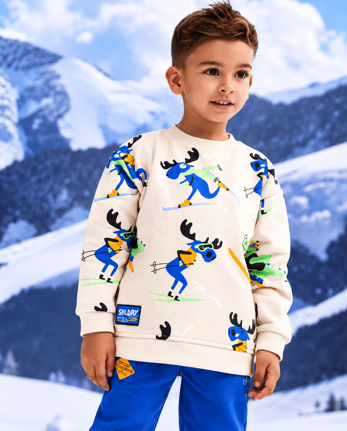 Conjunto de niño de felpa con estampado