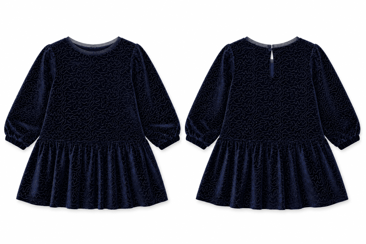 Vestido de niña con detalle brillante y falda acampanada