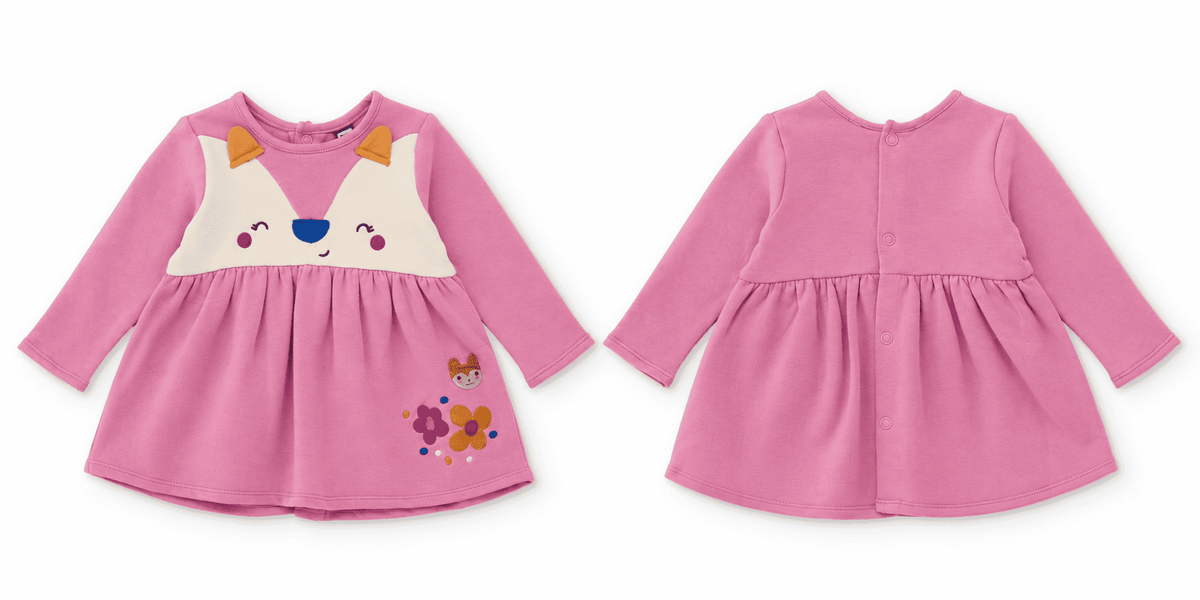 Vestido de felpa de bebé con estampado de animales