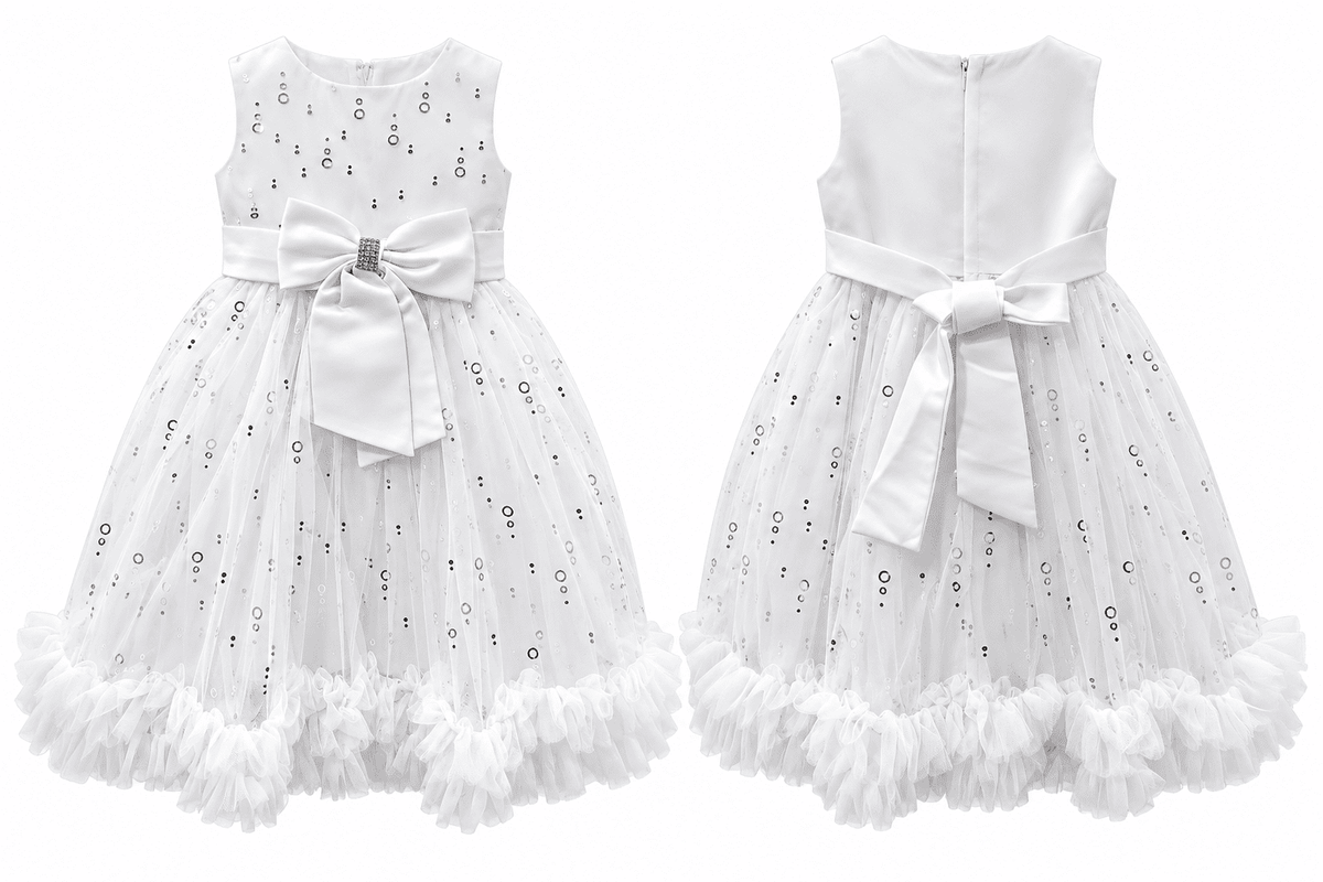 Vestido de ceremonia color blanco con brillante