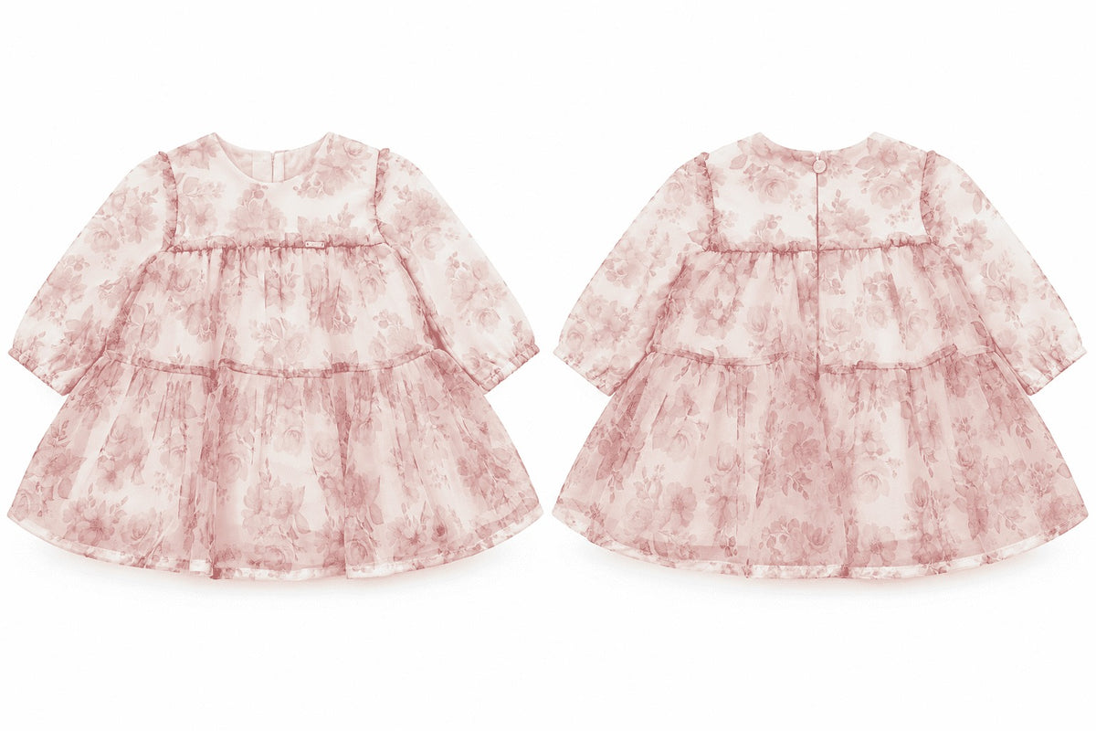 Vestido manga larga de tul