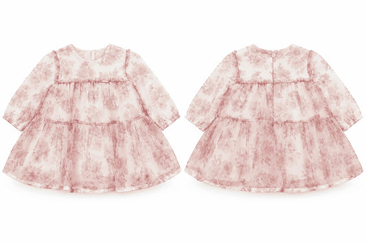 Vestido manga larga de tul